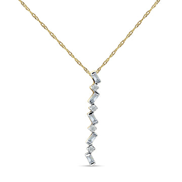 14K Yellow Gold 0.15ct Crystal Drop Diamond Pendant Chain Necklace 18" Long Wholesale